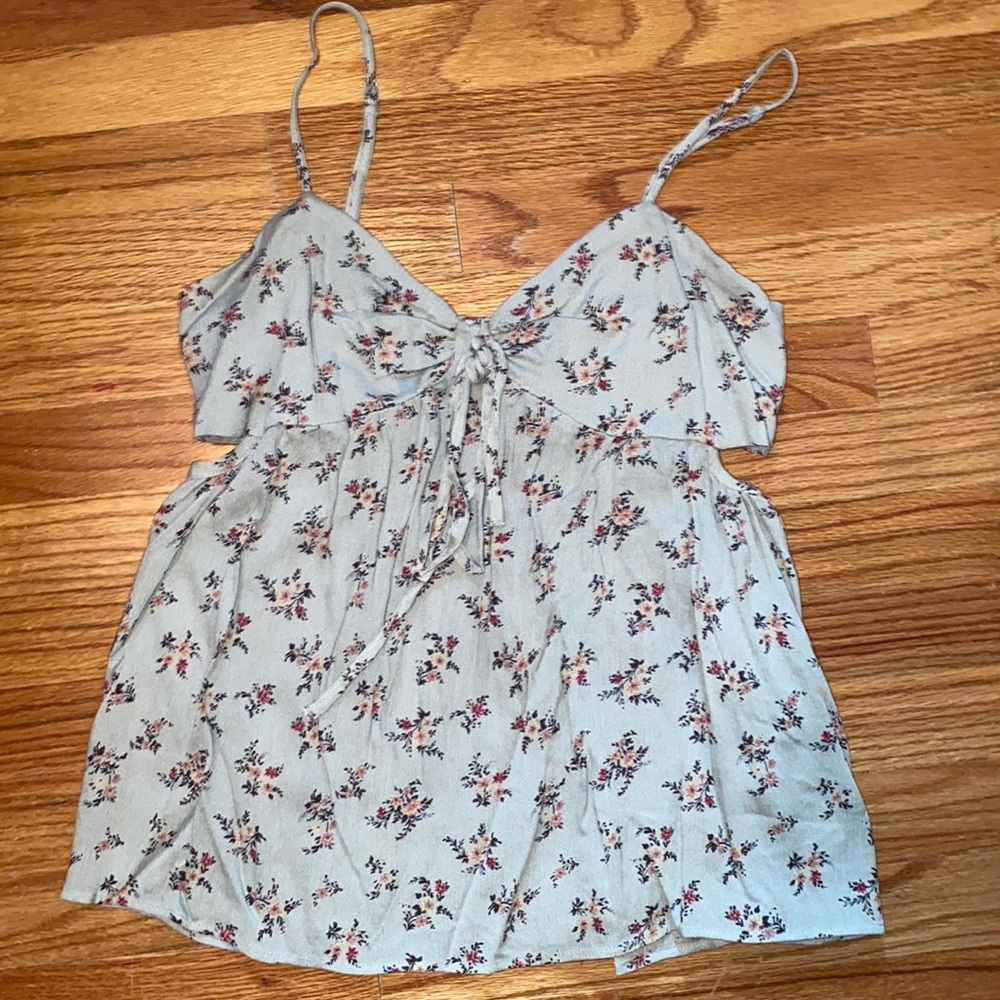 American Eagle floral green tank top